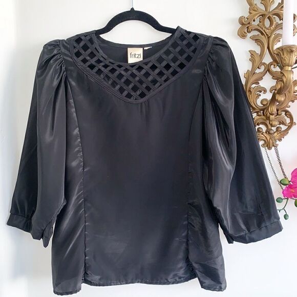 VINTAGE BLACK BLOUSE - Picture 4 of 13